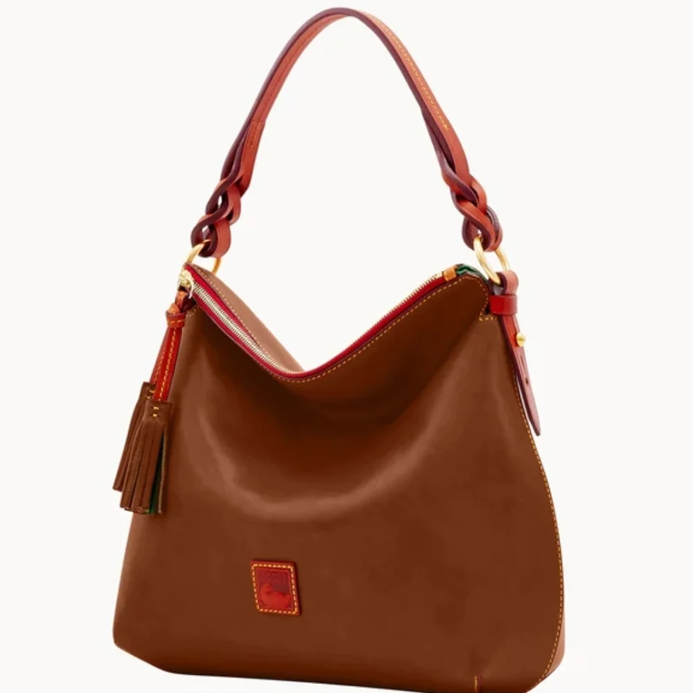 Dooney & Bourke Florentine Leather Hobo with Red Trim - Picture 2 of 7